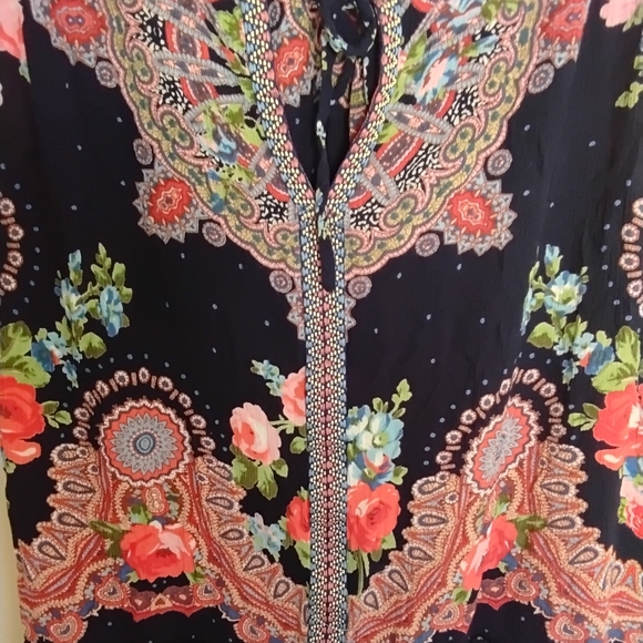 Bila XXL Boho Floral Paisley Sleeveless Peplum Multicoĺoured Blouse - Picture 4 of 5